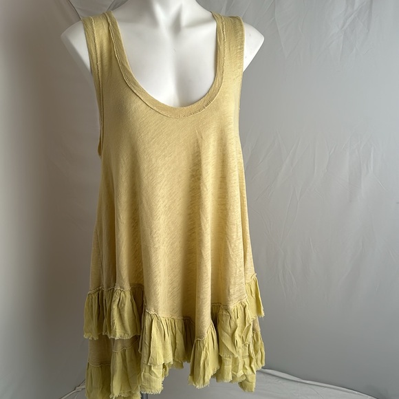 Free People Tops - Free People Sasha Shimmy Morning Dew boho oversized ruffle hem tank tunic